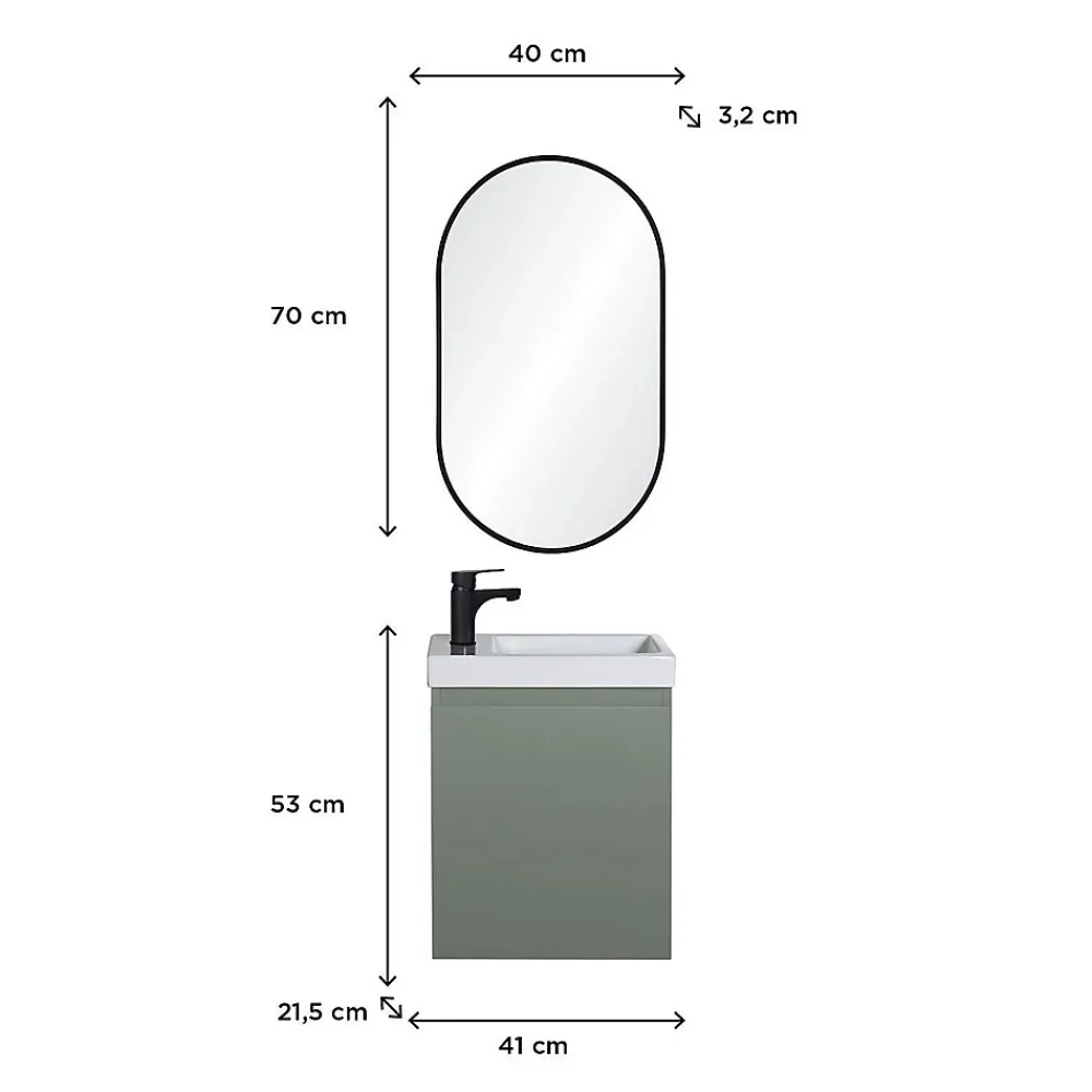 Lave-Mains|Mob-In Meuble lave-mains LISA + miroir ovale