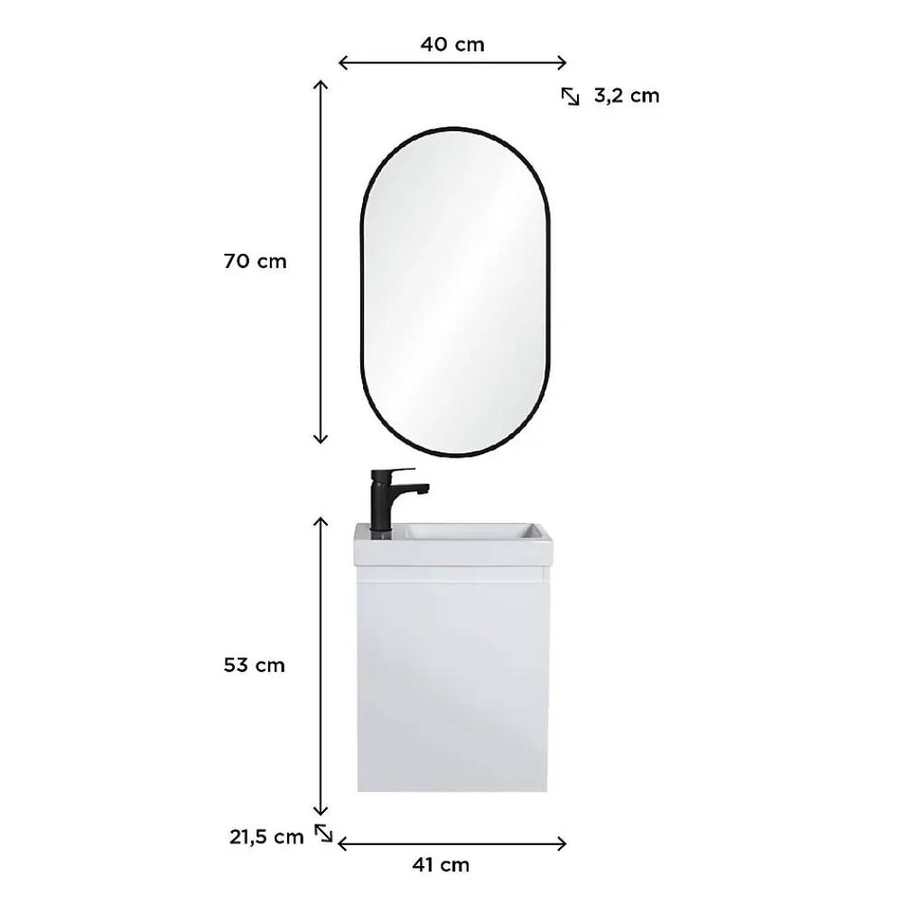 Mob-In Meuble lave-mains LISA + miroir ovale