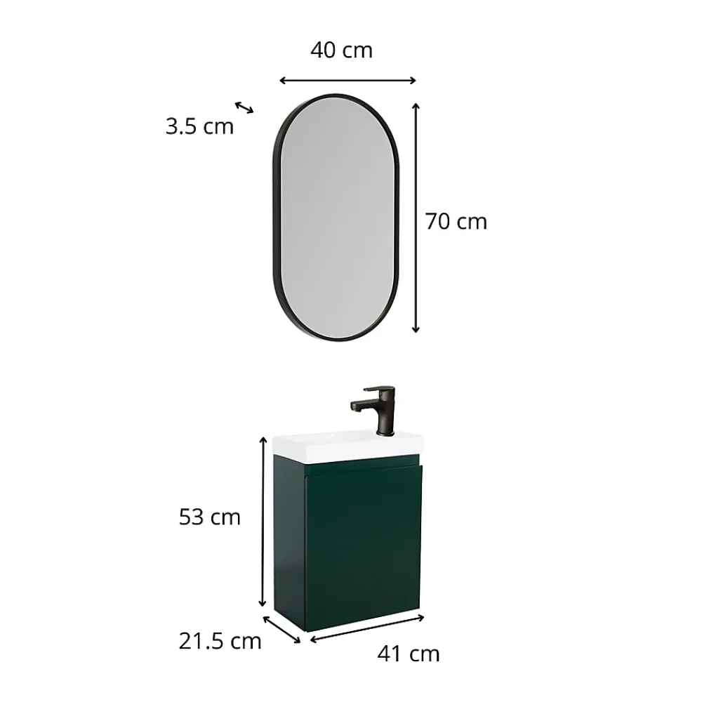 Lave-Mains|Mob-In Meuble lave-mains LISA + miroir ovale