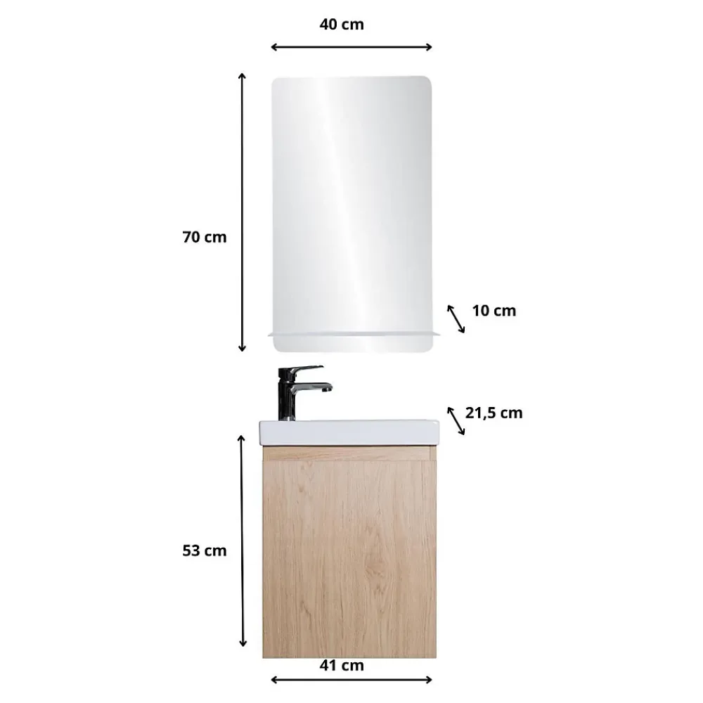 Mob-In Meuble lave-mains LISA + miroir tablette