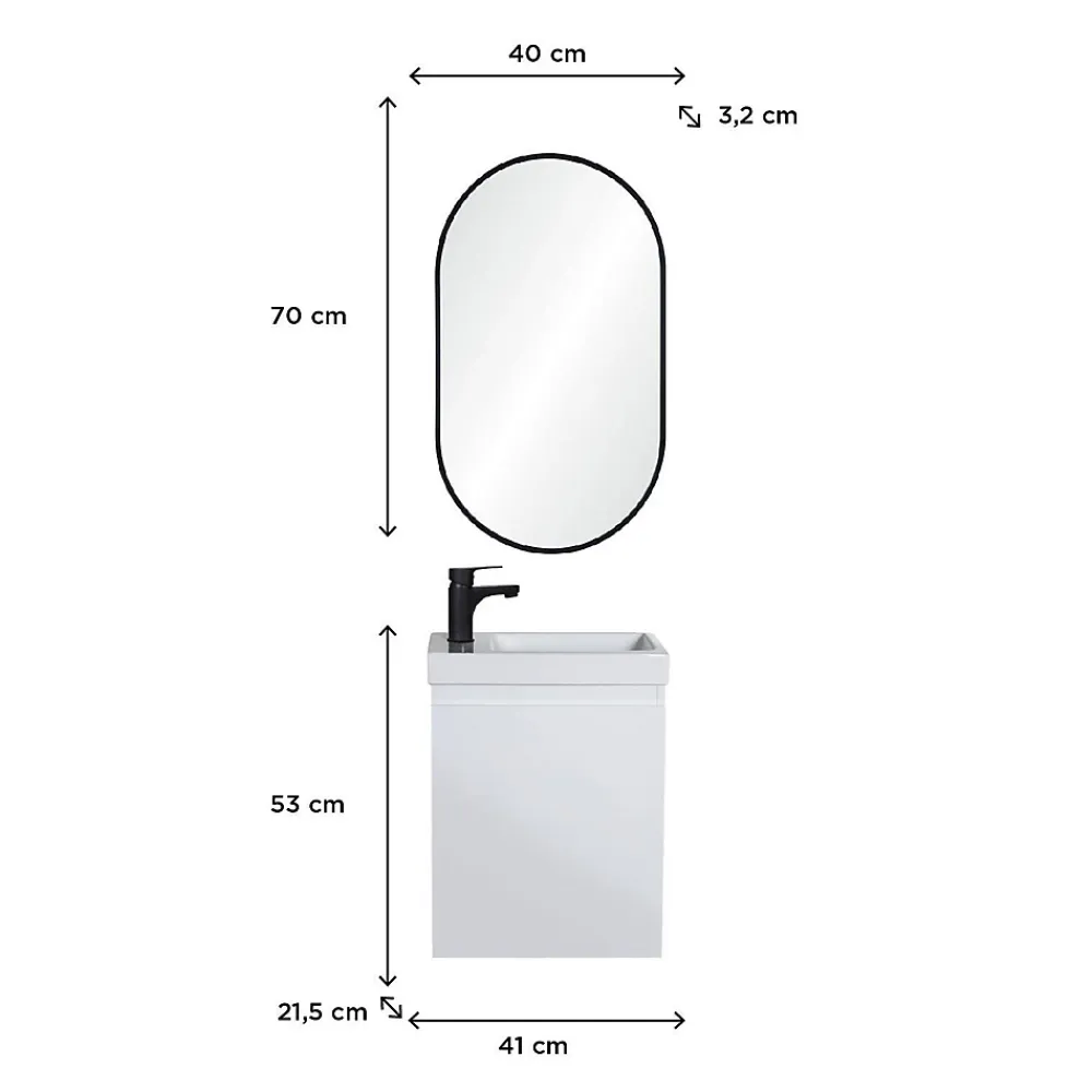 Mob-In Meuble lave-mains LISA + miroir ovale