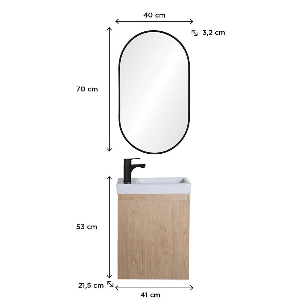Lave-Mains|Mob-In Meuble lave-mains LISA + miroir ovale