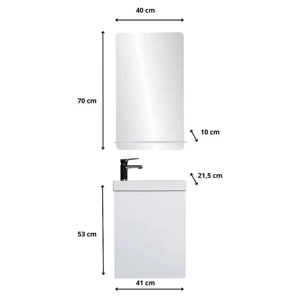 Mob-In Meuble lave-mains LISA + miroir tablette
