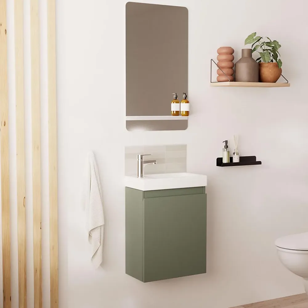 Lave-Mains|Mob-In Meuble lave-mains LISA + robinet chromé + miroir rectangulaire