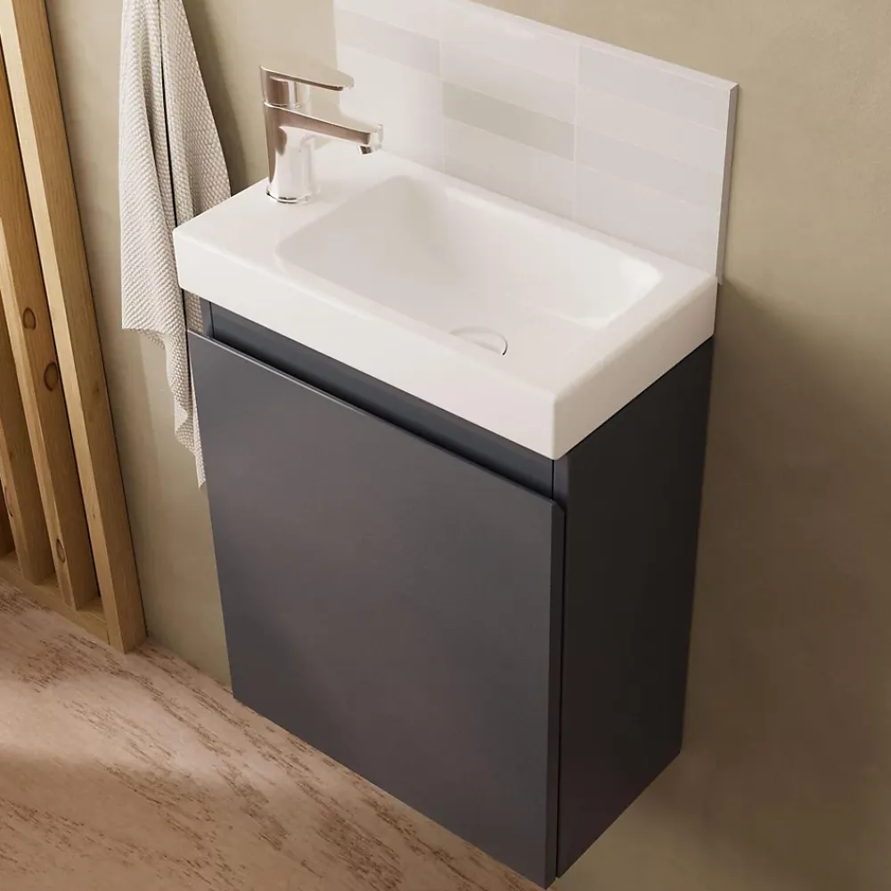 Meuble De Salle De Bains Faible Profondeur|Meuble Wc|Mob-In Meuble lave-mains LISA + robinet chromé