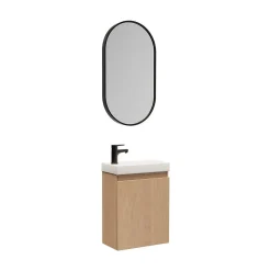 Lave-Mains|Mob-In Meuble lave-mains LISA + robinet noir + miroir ovale