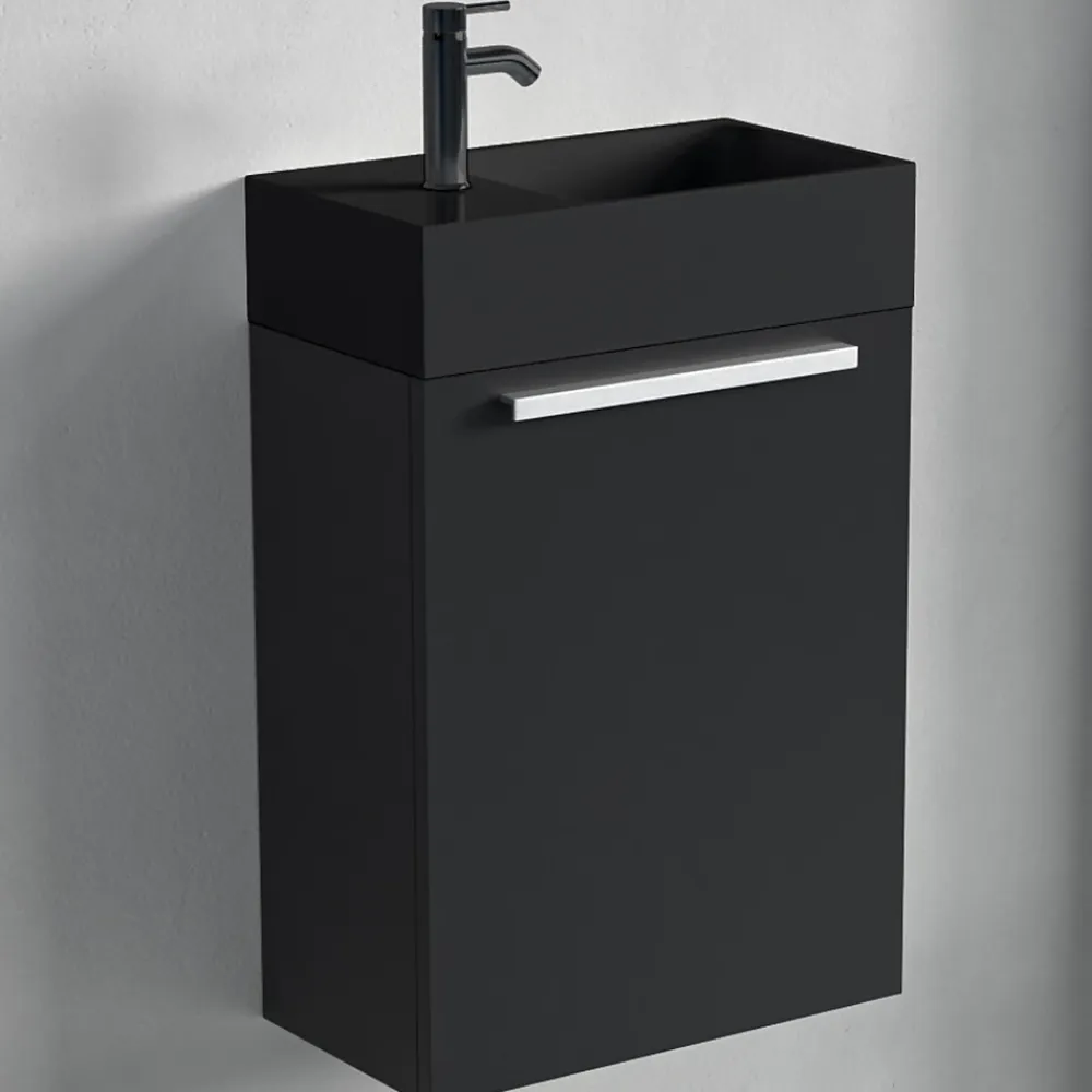 Lave-Mains|Lomazoo Meuble lave-mains noir mat - lavabo noir Bombay - 40cm