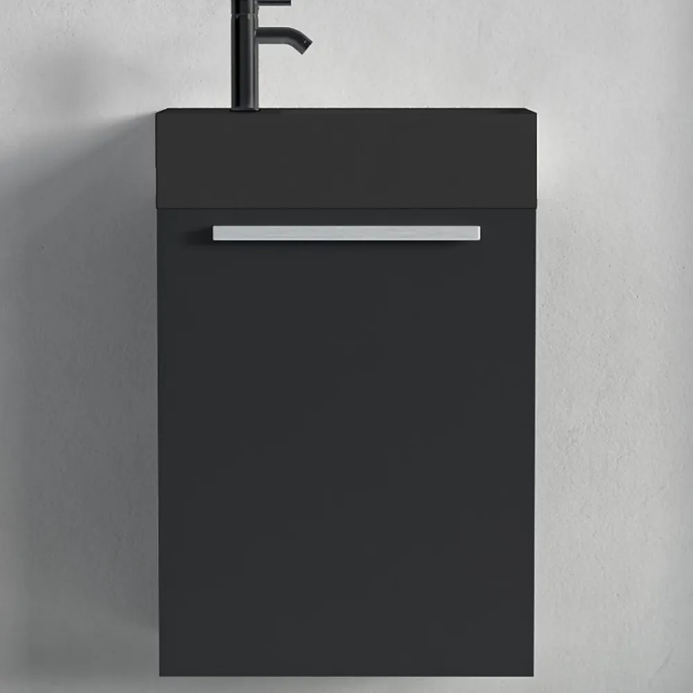 Lave-Mains|Lomazoo Meuble lave-mains noir mat - lavabo noir Bombay - 40cm