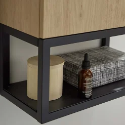 Mob-In Meuble lave-mains NOVA décor chêne suspendu + miroir rectangulaire
