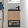 Lave-Mains|Mob-In Meuble lave-mains NOVA suspendu métal et bois avec vasque en résine 40x50cm