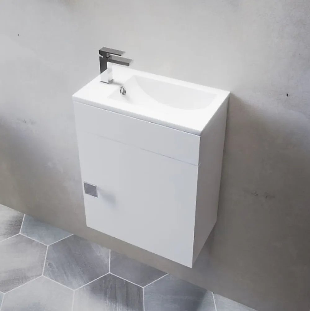 Lave-Mains|Cuisibane Meuble lave-mains SAFIA avec vasque et miroir - Blanc