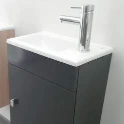 Cuisibane Meuble lave-mains SAFIA avec vasque et miroir - Gris