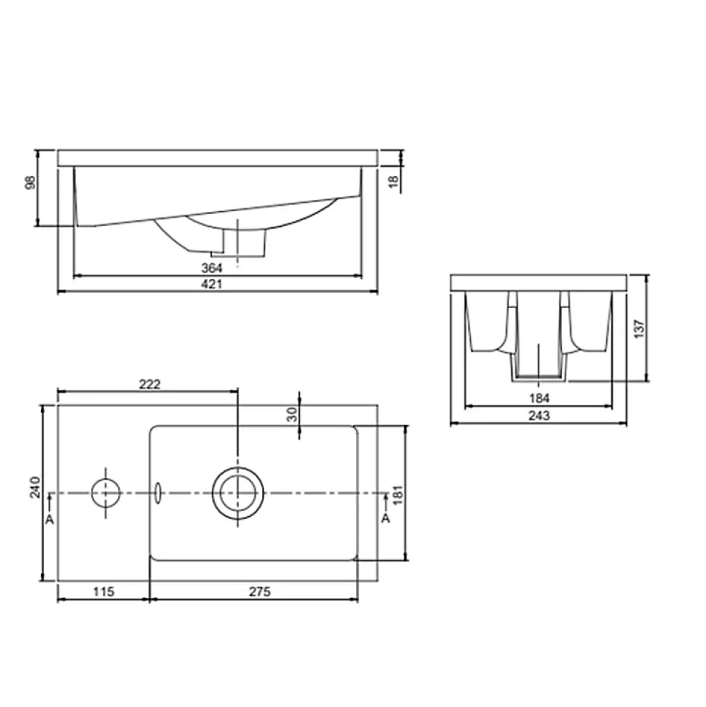 Cuisibane Meuble lave-mains SAFIA avec vasque et miroir - Gris