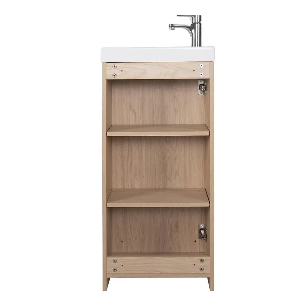 Meuble Wc|Mob-In Meuble lave-mains sur pieds JOHANN décor chêne + vasque + robinet + miroir