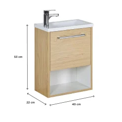 Lave-Mains|Mob-In Meuble lave-mains suspendu avec niche et vasque résine 53x40cm