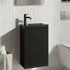 GoodHome Meuble lave-mains suspendu noir mat l.44 cm Imandra + plan vasque noir céramique Nira,