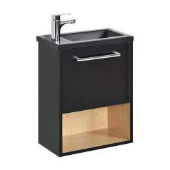 Mob-In Meuble lave-mains suspendu avec niche et vasque résine 53x40cm
