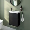 Homesight Meuble lave-mains suspendu noir mat l.44 cm Imandra + plan vasque effet marbre blanc, GoodHome