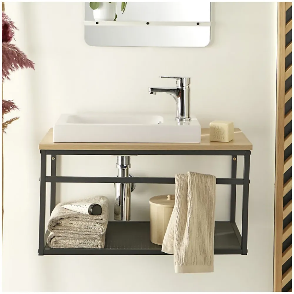 Mob-In Meuble lave-mains WILO grande largeur avec vasque résine 60cm