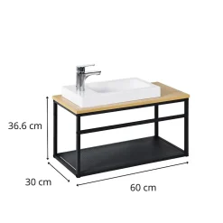 Mob-In Meuble lave-mains WILO grande largeur avec vasque résine 60cm