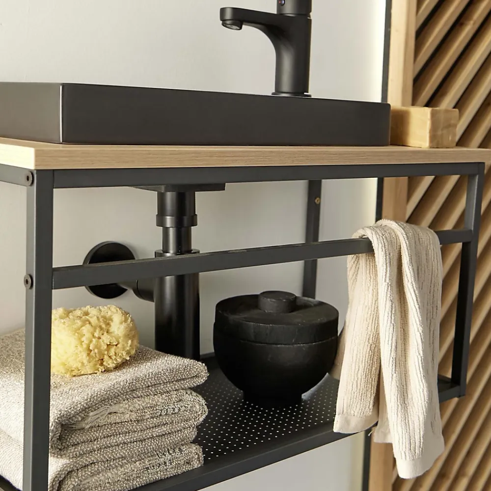 Mob-In Meuble lave-mains WILO grande largeur avec vasque résine 60cm