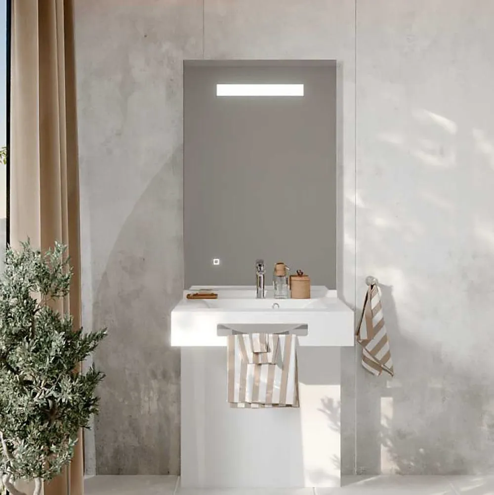 Cuisibane Meuble LEA 70 cm avec plan vasque et miroir LED ELEG Plus ht105