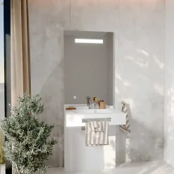 Cuisibane Meuble LEA 70 cm avec plan vasque et miroir LED ELEG Plus ht105