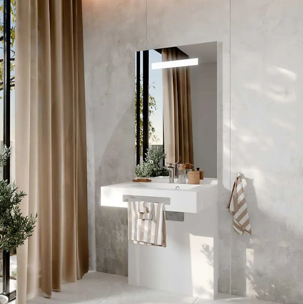 Cuisibane Meuble LEA 70 cm avec plan vasque et miroir LED ELEG Plus ht105