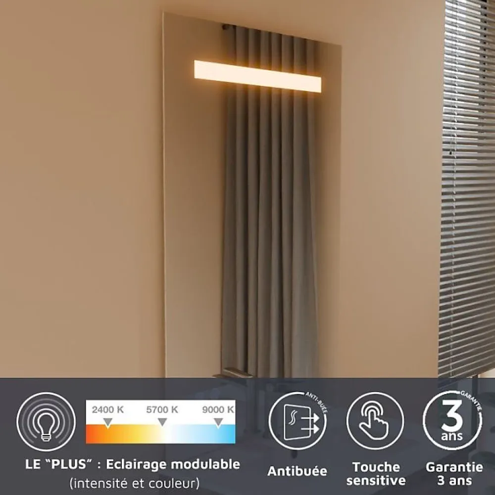 Cuisibane Meuble LEA 70 cm avec plan vasque et miroir LED ELEG Plus ht105