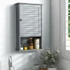 Armoire De Salle De Bains|Giantex Meuble Mural de Salle de Bain, avec Etagère Réglable,avec Porte Persienne et 1 Etagère Ouverte, 42x17x70cm (Gris)
