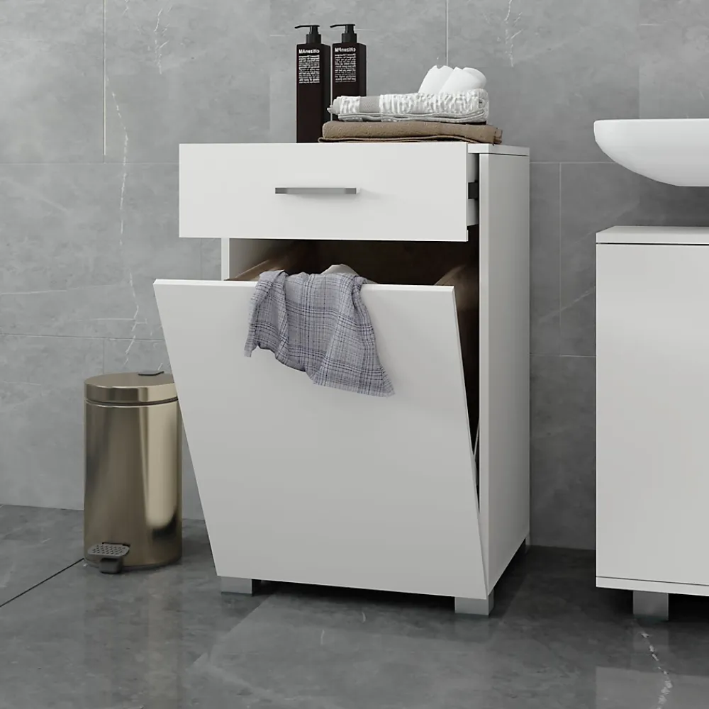 Meuble De Salle De Bains Faible Profondeur|Ml-Design Meuble panier à linge salle de bain armoire toilette MDF mélamine 50x78,5x45 cm