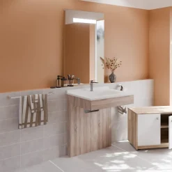 Ensemble Meuble De Salle De Bains|Cuisibane Meuble PMR ALTEA 70 cm avec plan vasque et miroir led ELEG Plus ht105