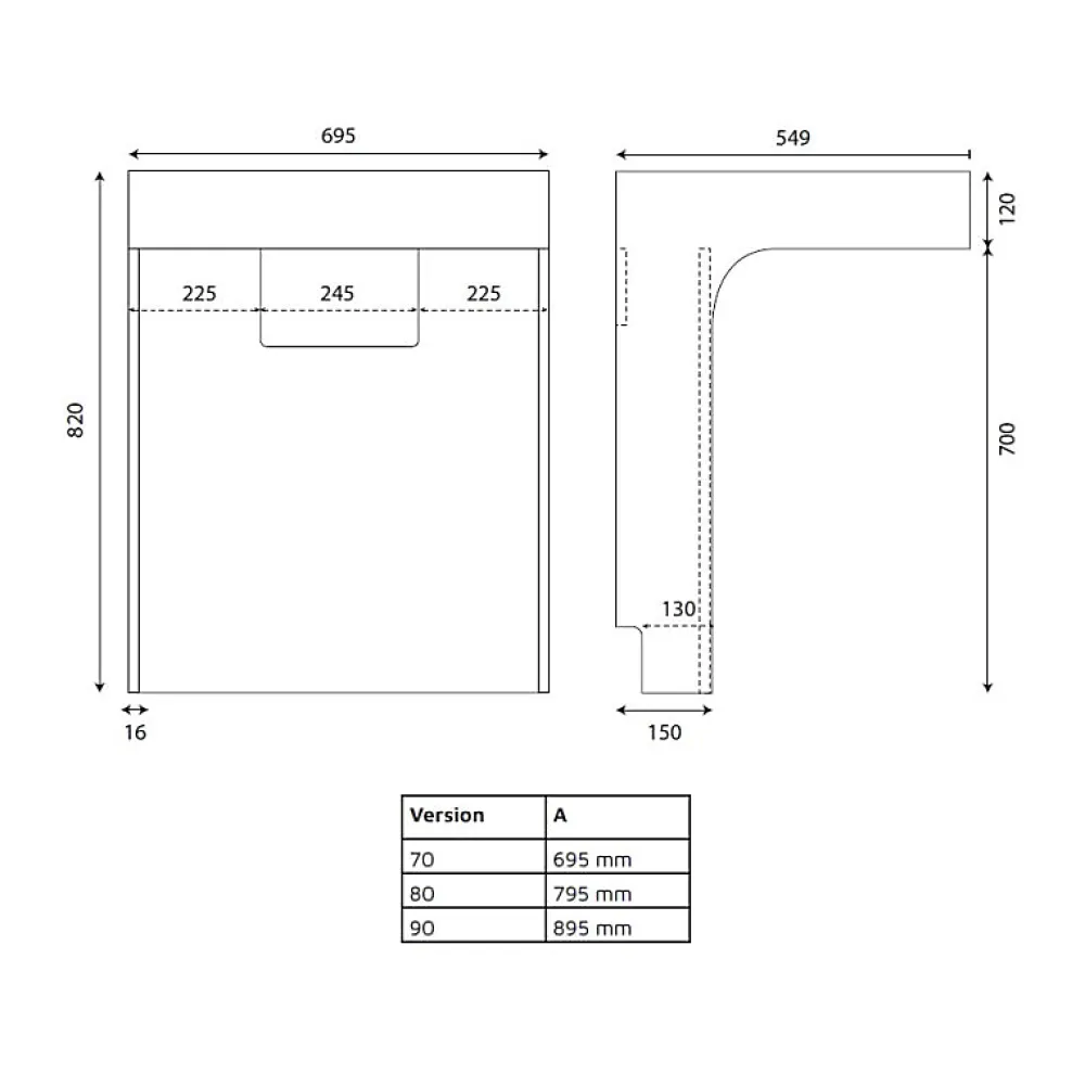 Ensemble Meuble De Salle De Bains|Cuisibane Meuble PMR ALTEA 70 cm avec plan vasque et miroir led ELEG Plus ht105