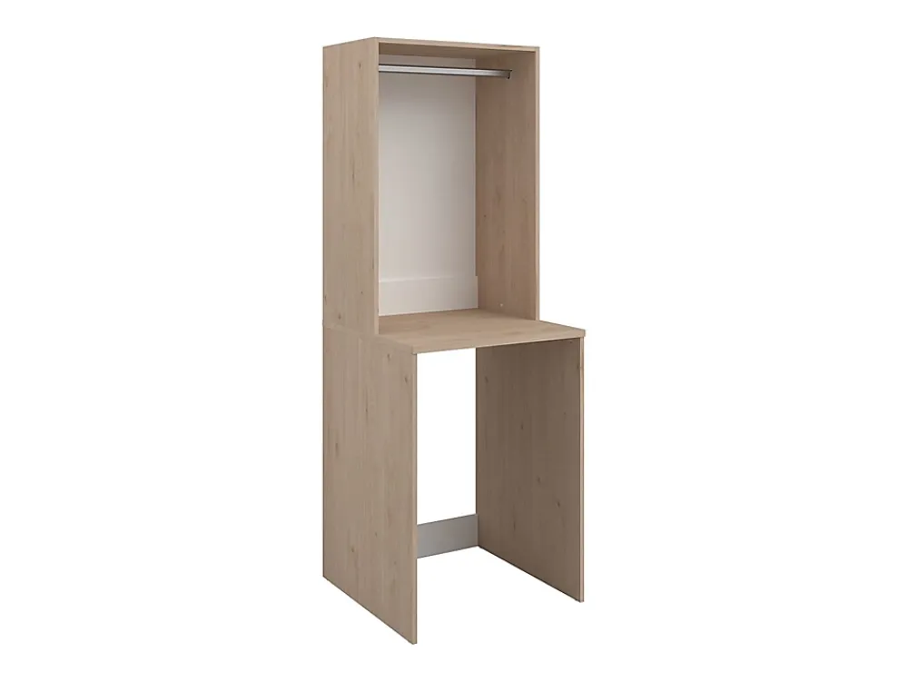 Meuble Buanderie|Vente-unique Meuble pour 2 machines à laver avec penderie et étagères - Naturel clair - H184 x L128 cm - ERKANO