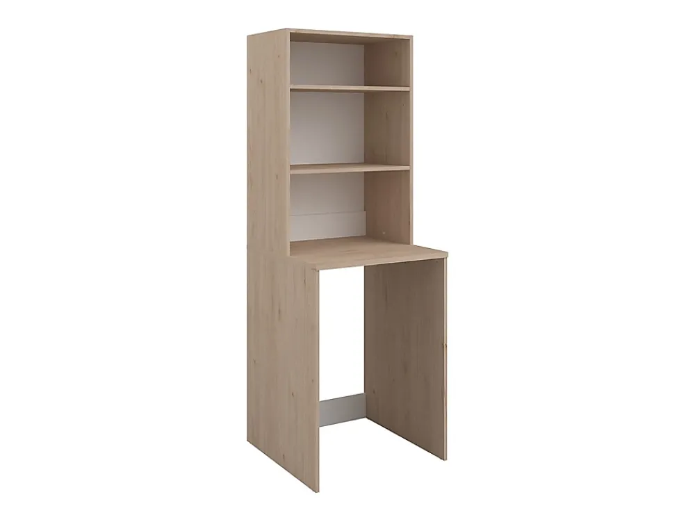 Meuble Buanderie|Vente-unique Meuble pour 2 machines à laver avec penderie et étagères - Naturel clair - H184 x L128 cm - ERKANO
