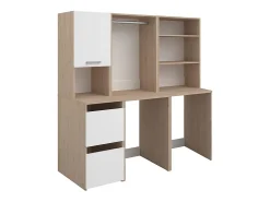 Vente-unique Meuble pour 2 machines à laver avec étagères, penderie et placards - Naturel clair et blanc - L176 x H184 x P66 cm - ERKANO