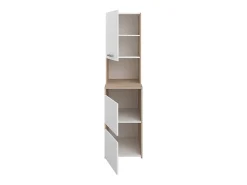 Vente-unique Meuble pour 2 machines à laver avec étagères, penderie et placards - Naturel clair et blanc - L176 x H184 x P66 cm - ERKANO