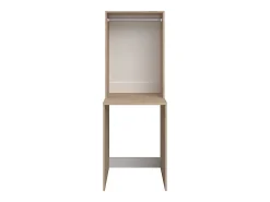 Vente-unique Meuble pour 2 machines à laver avec étagères, penderie et placards - Naturel clair et blanc - L176 x H184 x P66 cm - ERKANO
