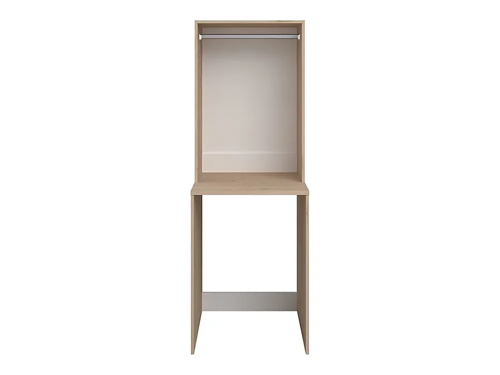 Vente-unique Meuble pour 2 machines à laver avec étagères, penderie et placards - Naturel clair et blanc - L176 x H184 x P66 cm - ERKANO