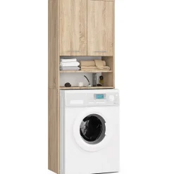 Akord Furniture Factory Meuble pour machine à laver AKORD FIN Chêne Sonoma 64 cm 2 portes façade Chêne Sonoma 4 étagères 64x30x180 cm