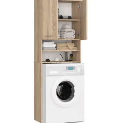 Akord Furniture Factory Meuble pour machine à laver AKORD FIN Chêne Sonoma 64 cm 2 portes façade Chêne Sonoma 4 étagères 64x30x180 cm