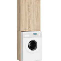 Akord Furniture Factory Meuble pour machine à laver AKORD FIN Chêne Sonoma 64 cm 2 portes façade Chêne Sonoma 4 étagères 64x30x180 cm