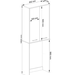 Akord Furniture Factory Meuble pour machine à laver AKORD FIN Chêne Sonoma 64 cm 2 portes façade Chêne Sonoma 4 étagères 64x30x180 cm
