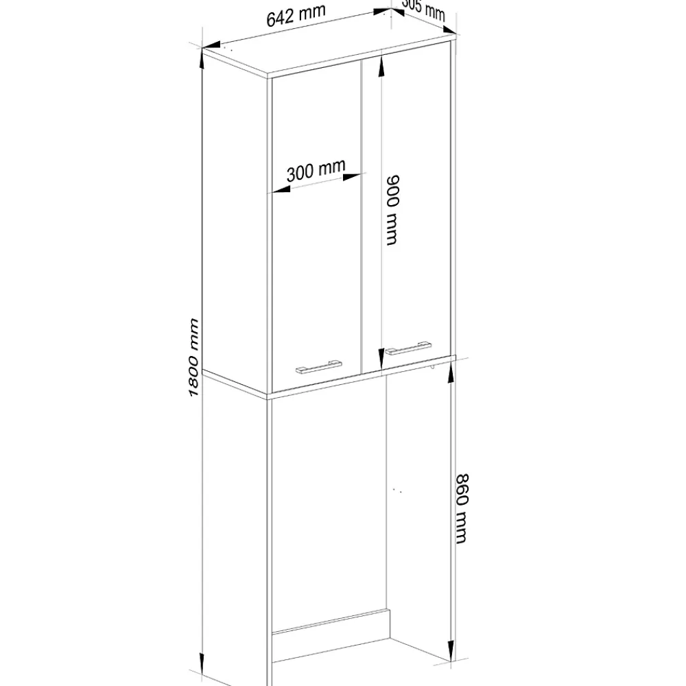 Akord Furniture Factory Meuble pour machine à laver AKORD FIN Chêne Sonoma 64 cm 2 portes façade Chêne Sonoma 4 étagères 64x30x180 cm