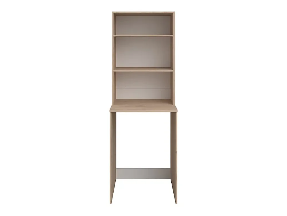 Meuble Buanderie|Vente-unique Meuble pour machine à laver avec étagères et placards - Naturel clair et blanc - L111 x H184 cm - ERKANO