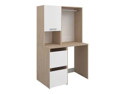 Vente-unique Meuble pour machine à laver avec penderie et placards - Naturel clair et blanc - L111 x H184 cm - ERKANO