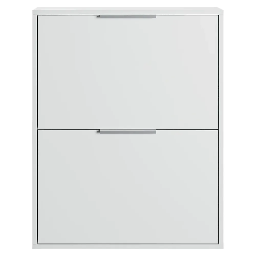 Rangement Buanderie|GoodHome Meuble rangement chaussures 2 niveaux blanc Pyrus l. 65 x H. 81 x P. 24,8 cm