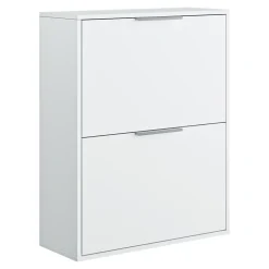 Rangement Buanderie|GoodHome Meuble rangement chaussures 2 niveaux blanc Pyrus l. 65 x H. 81 x P. 24,8 cm