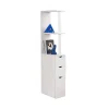 Meuble Wc|Facility'S Meuble rangement WC/salle de bains étroit 15,2 cm, colonne blanche bois mélaminé 136 cm - 3 étagères + placard + 2 tiroirs