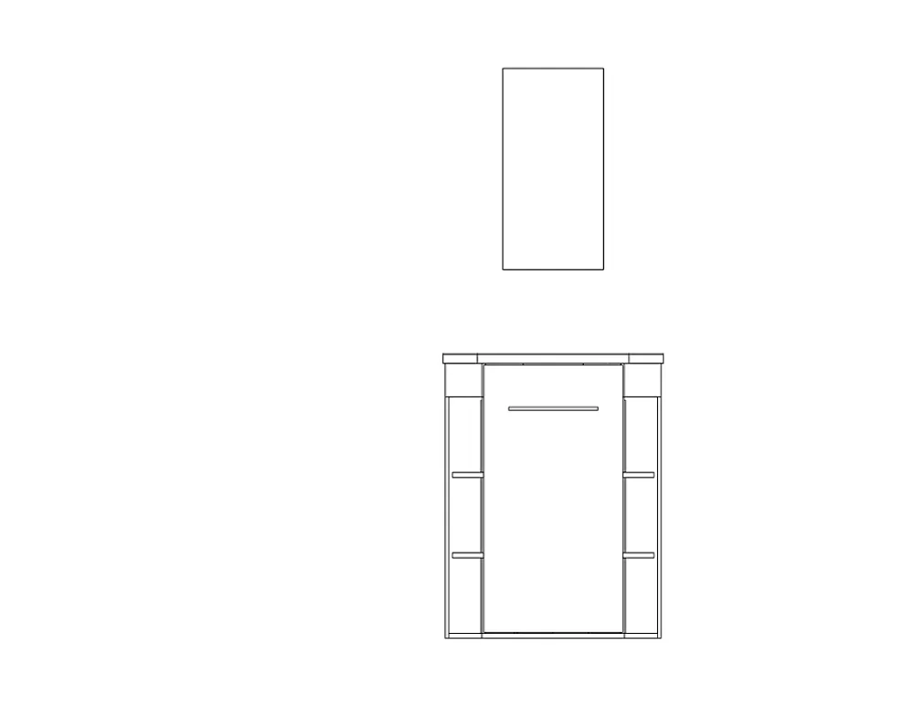 Ondee Meuble rectangle tout en un compact H.84 x l.44 cm, blanc mat, porte décor bois, Nova